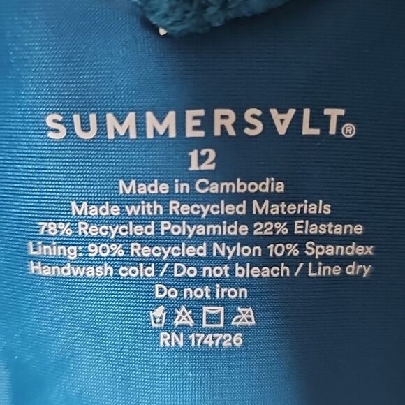 NWT SummerSalt Sea Breeze Cutout One piece in Seaweed & Bluestone & Mist - 12 - Picture 2 of 7